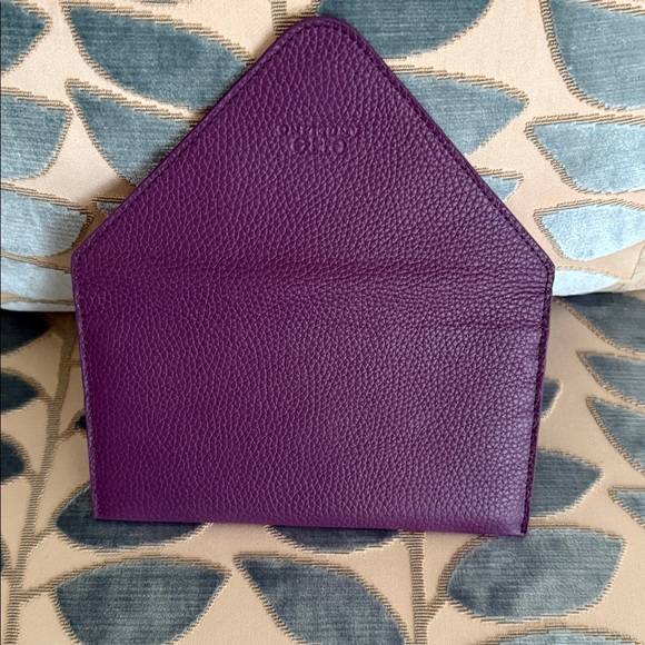 Otto Angelino Plum Leather Envelope Wallet/Clutch - Picture 3 of 3